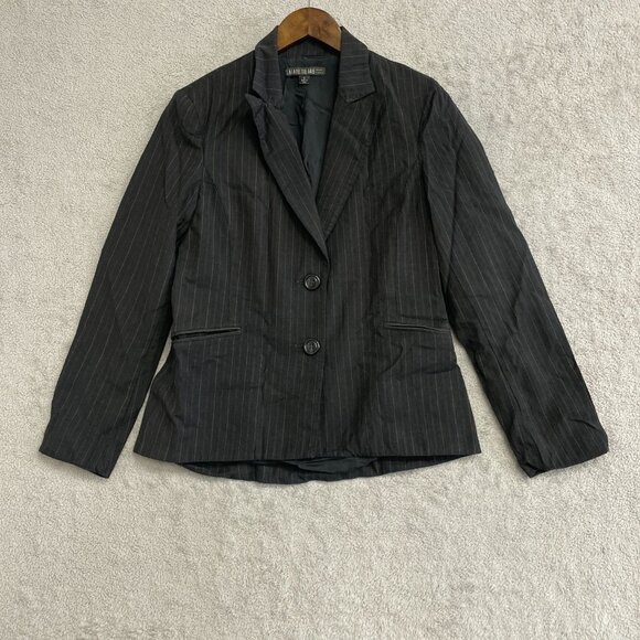 Lafayette 148 New York Women's Size 6 Pinstripe Wool Blazer Jacket Black/ Brown - Picture 1 of 9